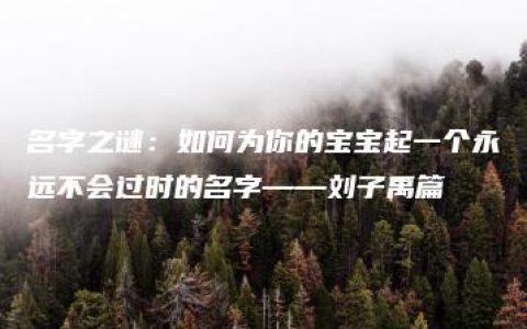 名字之谜：如何为你的宝宝起一个永远不会过时的名字——刘子禹篇