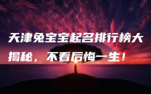 天津兔宝宝起名排行榜大揭秘，不看后悔一生！