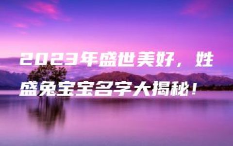 2023年盛世美好，姓盛兔宝宝名字大揭秘！