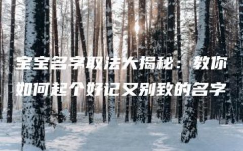 宝宝名字取法大揭秘：教你如何起个好记又别致的名字