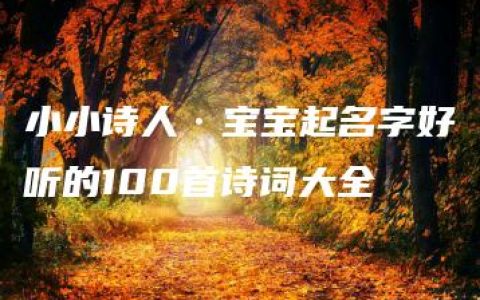 小小诗人·宝宝起名字好听的100首诗词大全