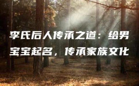 李氏后人传承之道：给男宝宝起名，传承家族文化