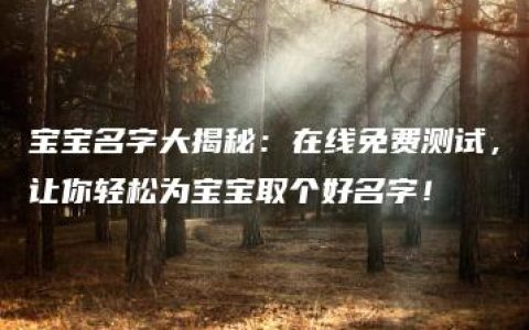 宝宝名字大揭秘：在线免费测试，让你轻松为宝宝取个好名字！