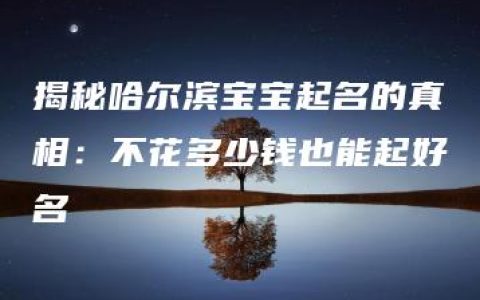 揭秘哈尔滨宝宝起名的真相：不花多少钱也能起好名