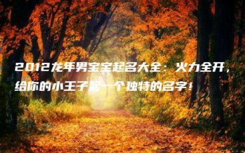 2012龙年男宝宝起名大全：火力全开，给你的小王子起一个独特的名字！