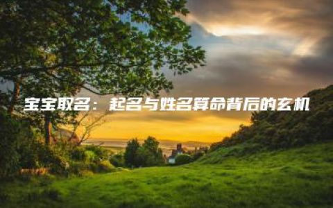 宝宝取名：起名与姓名算命背后的玄机