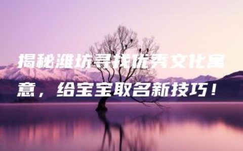 揭秘潍坊寻找优秀文化寓意，给宝宝取名新技巧！