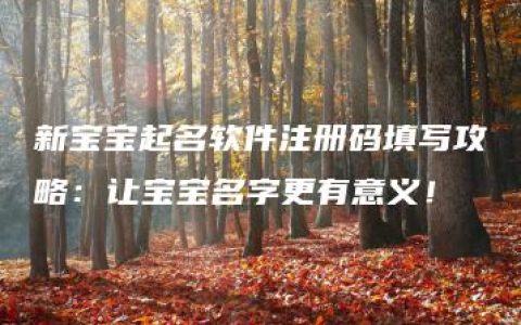 新宝宝起名软件注册码填写攻略：让宝宝名字更有意义！