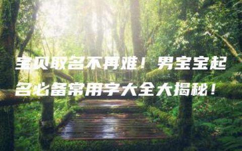 宝贝取名不再难！男宝宝起名必备常用字大全大揭秘！