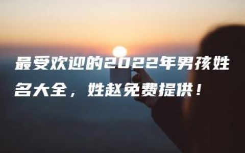 最受欢迎的2022年男孩姓名大全，姓赵免费提供！