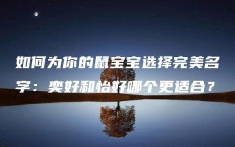 如何为你的鼠宝宝选择完美名字：奕好和怡好哪个更适合？