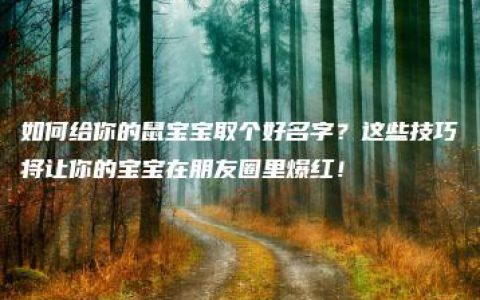 如何给你的鼠宝宝取个好名字？这些技巧将让你的宝宝在朋友圈里爆红！