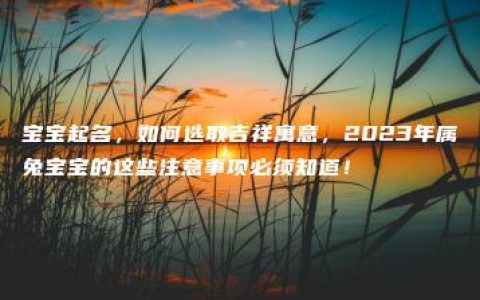 宝宝起名，如何选取吉祥寓意，2023年属兔宝宝的这些注意事项必须知道！