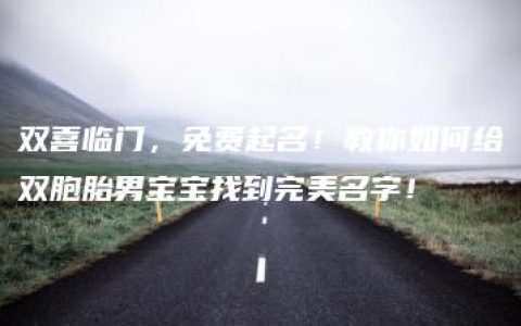 双喜临门，免费起名！教你如何给双胞胎男宝宝找到完美名字！