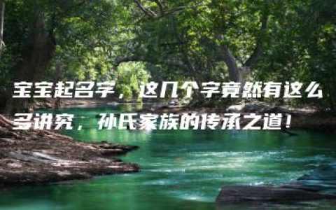 宝宝起名字，这几个字竟然有这么多讲究，孙氏家族的传承之道！