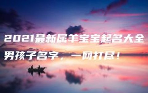 2021最新属羊宝宝起名大全男孩子名字，一网打尽！