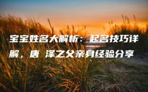 宝宝姓名大解析：起名技巧详解，唐珺泽之父亲身经验分享