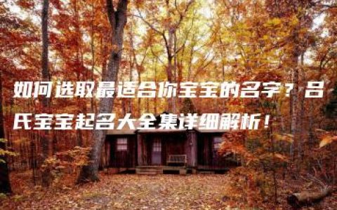 如何选取最适合你宝宝的名字？吕氏宝宝起名大全集详细解析！