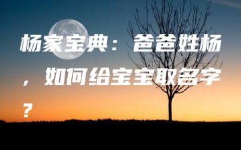 杨家宝典：爸爸姓杨，如何给宝宝取名字？