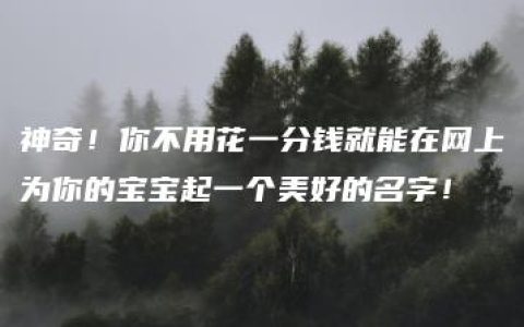 神奇！你不用花一分钱就能在网上为你的宝宝起一个美好的名字！