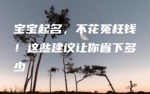 宝宝起名，不花冤枉钱！这些建议让你省下多少