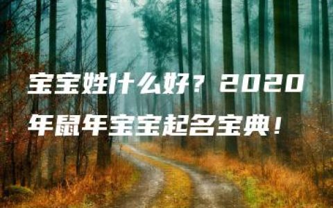 宝宝姓什么好？2020年鼠年宝宝起名宝典！