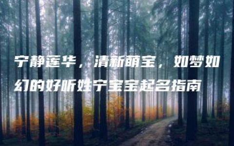 宁静莲华，清新萌宝，如梦如幻的好听姓宁宝宝起名指南