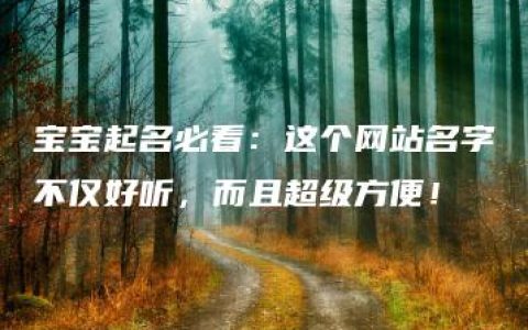 宝宝起名必看：这个网站名字不仅好听，而且超级方便！