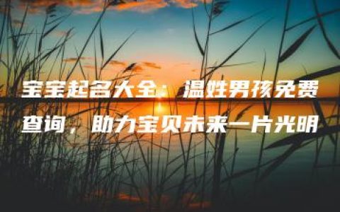 宝宝起名大全：温姓男孩免费查询，助力宝贝未来一片光明