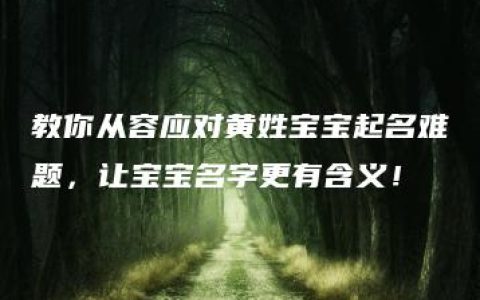 教你从容应对黄姓宝宝起名难题，让宝宝名字更有含义！