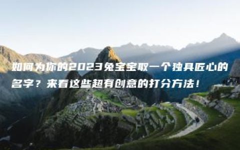 如何为你的2023兔宝宝取一个独具匠心的名字？来看这些超有创意的打分方法！