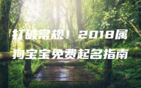 打破常规！2018属狗宝宝免费起名指南