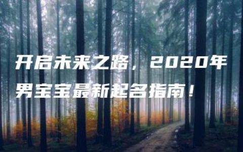 开启未来之路，2020年男宝宝最新起名指南！