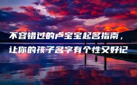 不容错过的卢宝宝起名指南，让你的孩子名字有个性又好记