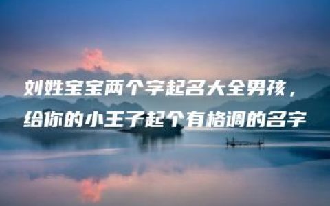 刘姓宝宝两个字起名大全男孩，给你的小王子起个有格调的名字