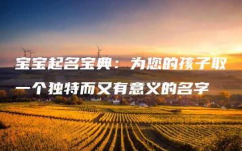 宝宝起名宝典：为您的孩子取一个独特而又有意义的名字