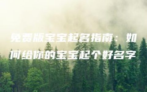 免费版宝宝起名指南：如何给你的宝宝起个好名字