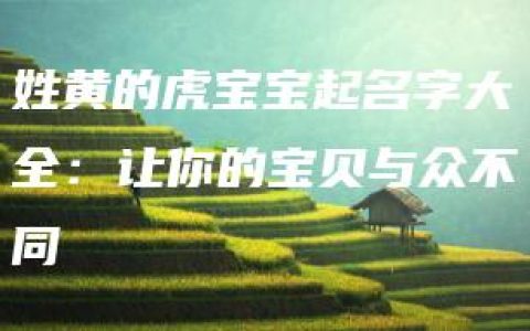 姓黄的虎宝宝起名字大全：让你的宝贝与众不同