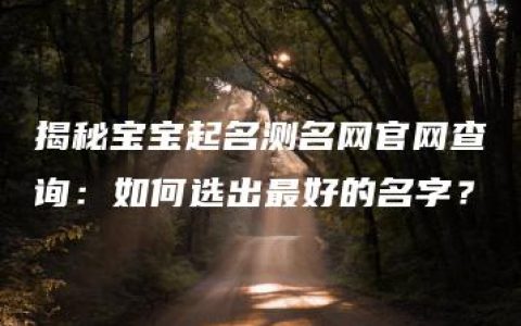 揭秘宝宝起名测名网官网查询：如何选出最好的名字？