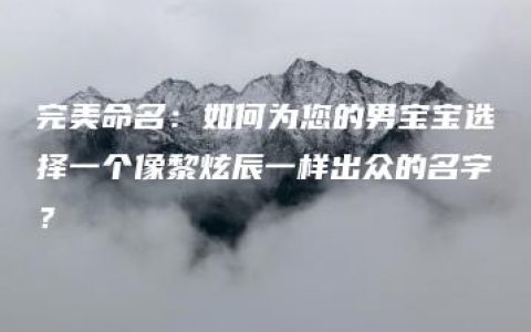 完美命名：如何为您的男宝宝选择一个像黎炫辰一样出众的名字？