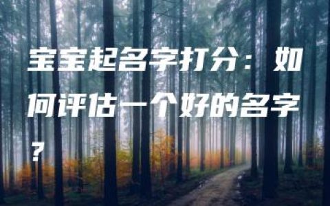 宝宝起名字打分：如何评估一个好的名字？