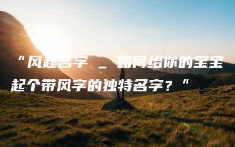 “风起名字 _ 如何给你的宝宝起个带风字的独特名字？”