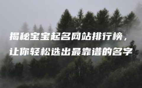 揭秘宝宝起名网站排行榜，让你轻松选出最靠谱的名字