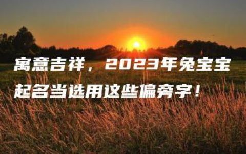 寓意吉祥，2023年兔宝宝起名当选用这些偏旁字！