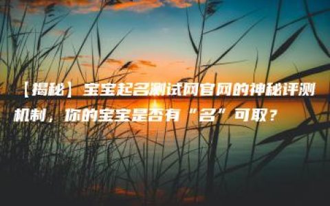 【揭秘】宝宝起名测试网官网的神秘评测机制，你的宝宝是否有“名”可取？