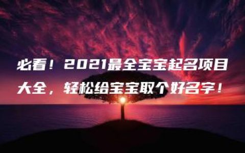 必看！2021最全宝宝起名项目大全，轻松给宝宝取个好名字！