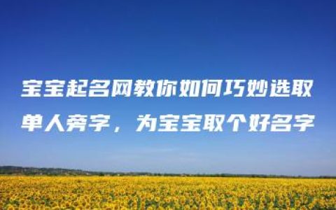 宝宝起名网教你如何巧妙选取单人旁字，为宝宝取个好名字