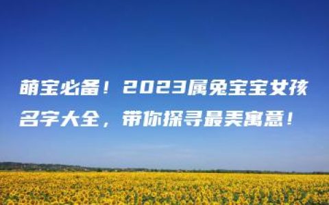 萌宝必备！2023属兔宝宝女孩名字大全，带你探寻最美寓意！