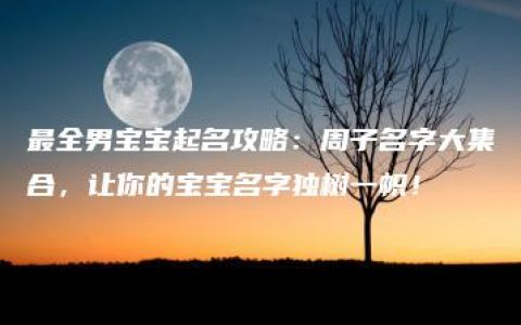 最全男宝宝起名攻略：周子名字大集合，让你的宝宝名字独树一帜！