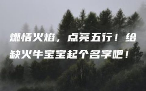 燃情火焰，点亮五行！给缺火牛宝宝起个名字吧！